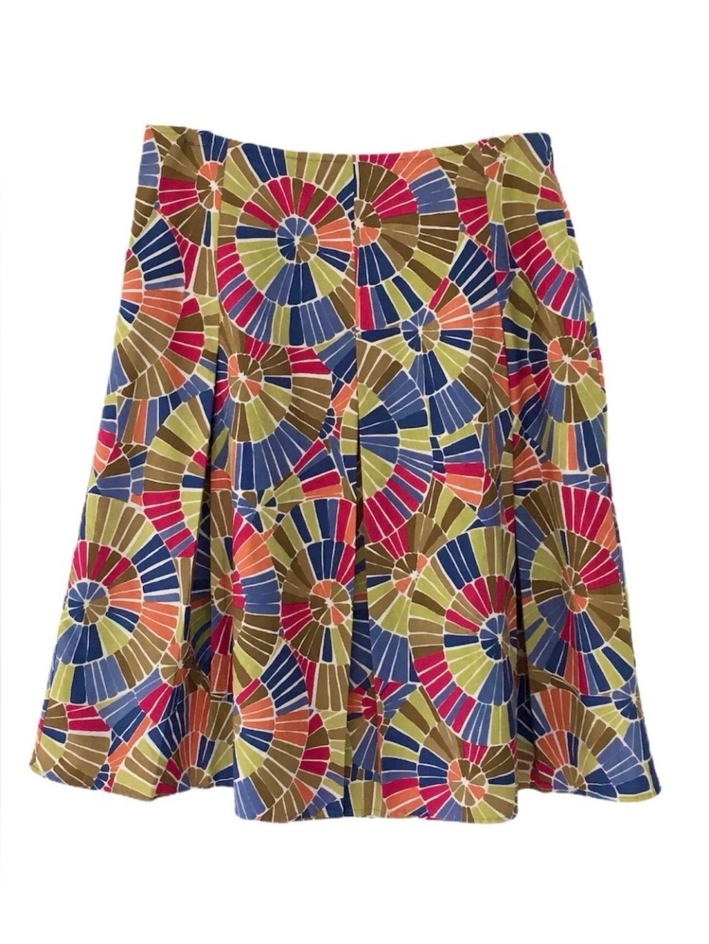 Talbots Pleated Skirt Multicolored 100% Cotton Sz 6 Office Brunch Made in USA